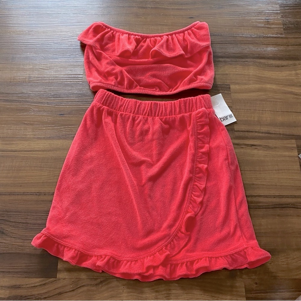 Pink Ruffled Two-Piece Skirt Set